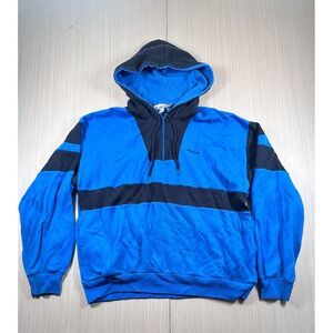 Vintage 80s MacGregor Boxy Skater Hoodie Mens XL Blue Oversized Baggy 1/4 Zip